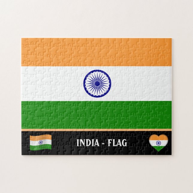 Indische Flagge / Indisches Land / Indien Puzzle (Horizontal)