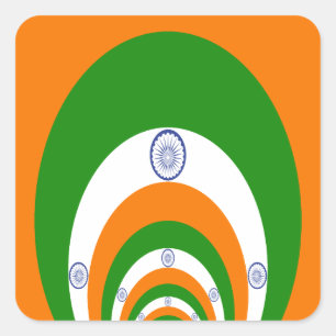 Indische Flagge Kaleidoskop: Endlose Einheit & Pat Quadratischer Aufkleber