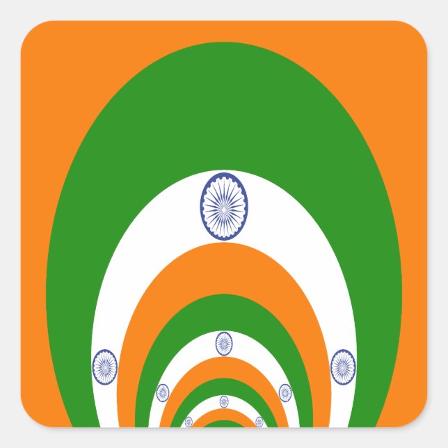 Indische Flagge Kaleidoskop: Endlose Einheit & Pat Quadratischer Aufkleber (Vorderseite)