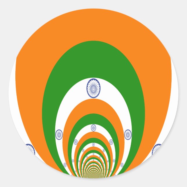 Indische Flagge Kaleidoskop: Endlose Einheit & Pat Runder Aufkleber (Vorderseite)