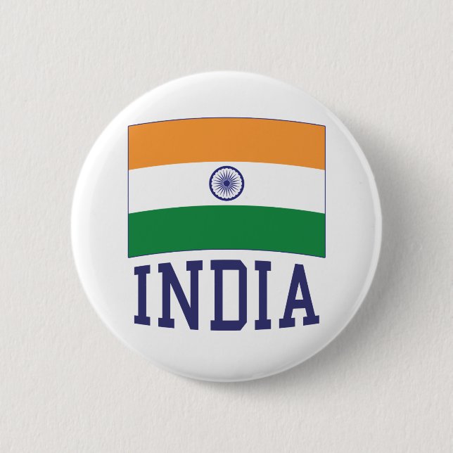 Indische Flagge mit Ashoka Chakra Desi in Tricolor Button (Vorderseite)