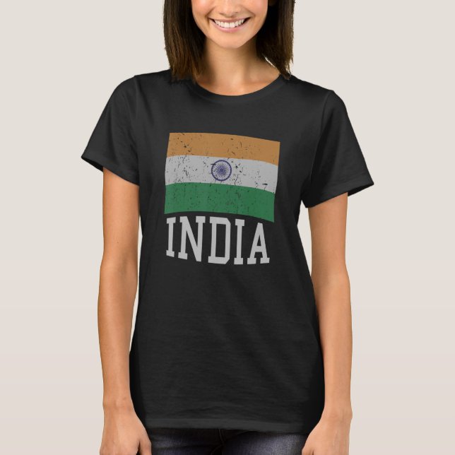 Indische Flagge mit Ashoka Chakra Desi Ind T-Shirt (Vorderseite)