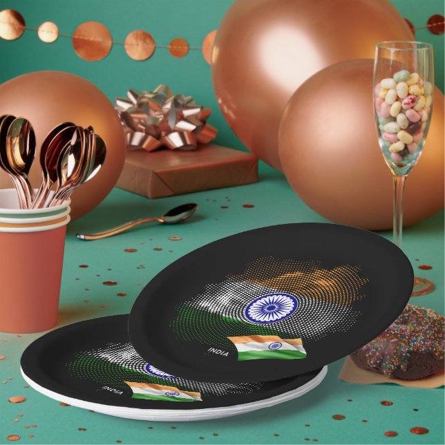 Indische Flagge Pappteller (Multi)