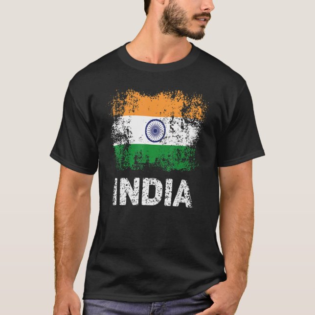 Indische Flagge - Patriotische Indianerflagge T-Shirt (Vorderseite)