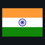 Indische Flagge Poster<br><div class="desc">The Indian flag is a charged horizontal tricolour with in the middle an emblem. The used colors in the flag are blue,  orange,  white,  green. The ratio of the Indian flag is 2:3. The Flag of India was adopted in 1947.</div>