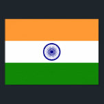 Indische Flagge Poster<br><div class="desc">The Indian flag is a charged horizontal tricolour with in the middle an emblem. The used colors in the flag are blue,  orange,  white,  green. The ratio of the Indian flag is 2:3. The Flag of India was adopted in 1947.</div>