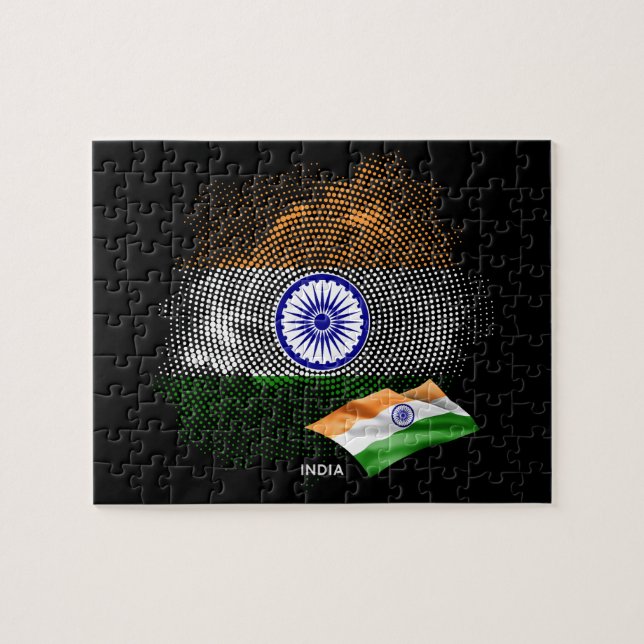 Indische Flagge Puzzle (Horizontal)