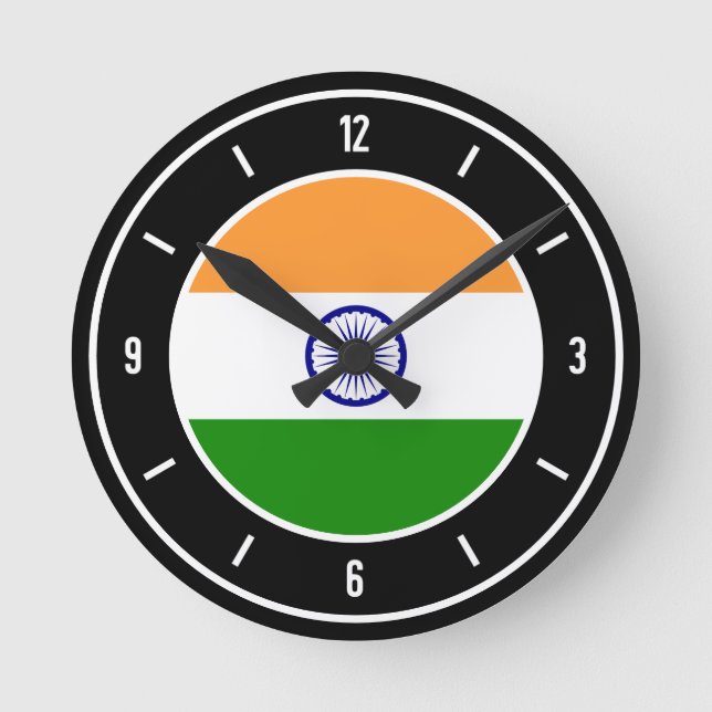 Indische Flagge Runde Wanduhr (Vorderseite)
