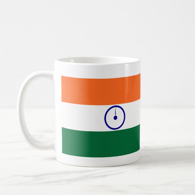 Indische Flagge und Anthem Porzellan-Tasse Kaffeetasse (Links)