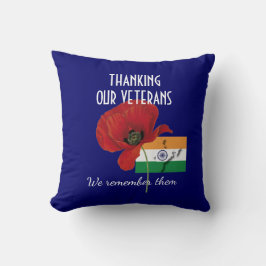Indische Flagge Vielen Dank Veteranen Kissen