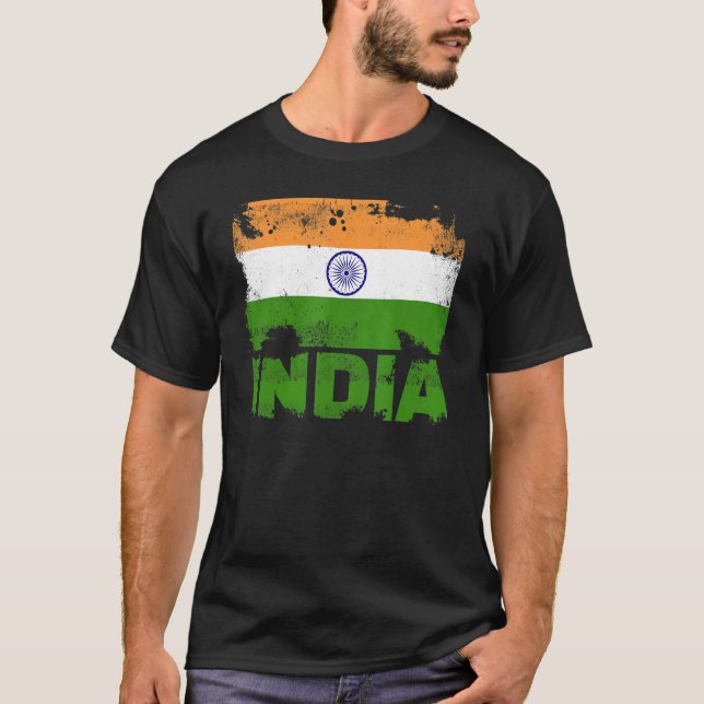 Indische Flagge Vintag beängstigende Indianerreise T-Shirt (Vorderseite)