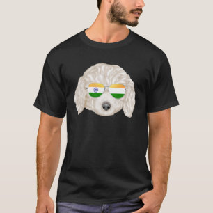 Indische Flagge Weißer Poodle Dog Indien Pocket T-Shirt