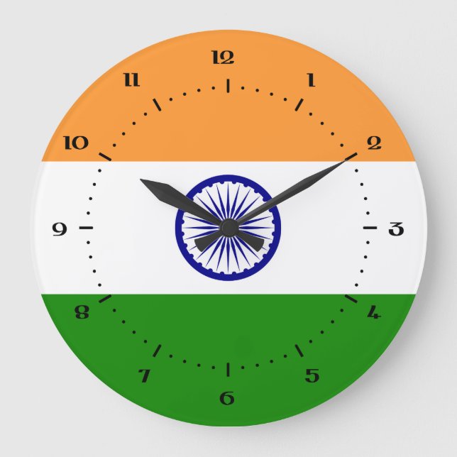 Indische Flaggenuhren Große Wanduhr (Vorderseite)