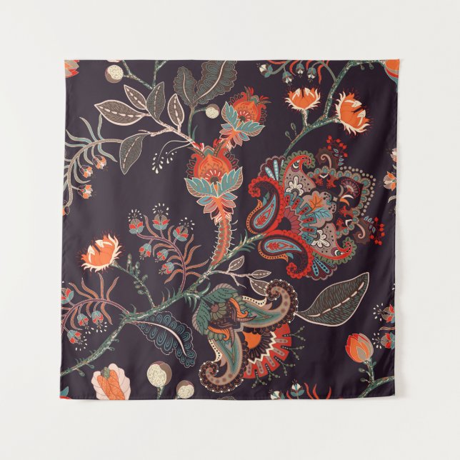 Indische Flora Big Seamless Natur Wandteppich (Vorderseite)