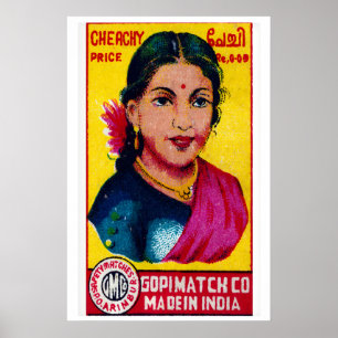 Indische Frau in rosa Sari - Matchbox-Druck Poster