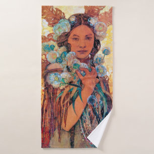 Indische Frau, Mucha Badehandtuch