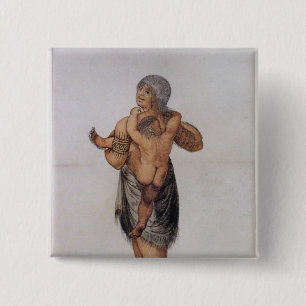 Indische Frau und Baby von Pomeiooc Button