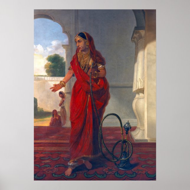 Indische Frauen rauchen Hookah Poster (Vorne)