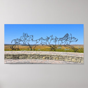 Indische Gedenkskulptur, Little Bighorn, Montana Poster