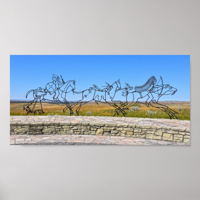 Indische Gedenkskulptur, Little Bighorn, Montana Poster (Vorne)