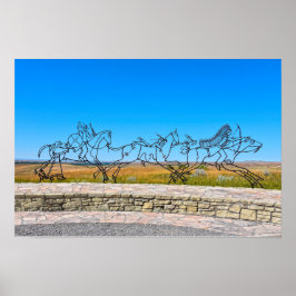 Indische Gedenkskulptur, Little Bighorn, Montana Poster