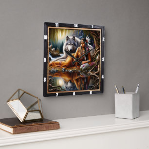 Indische Geistzeit: Feuer im Feuer Quadratische Wanduhr