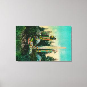 Indische Gräber und Totems im Staat Alaska Leinwanddruck