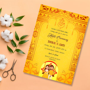 Indische Haldi-Zeremonie Hindu-Paar Royal Einladung