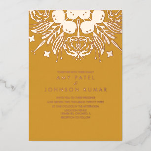 Indische Händlerverheiratung gepresst Folieneinladung