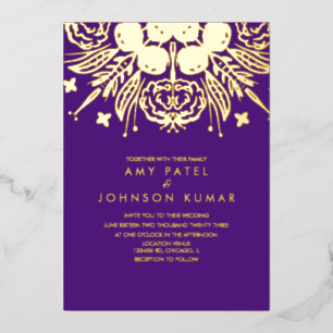 Indische Händlerverheiratung gepresst Folieneinladung