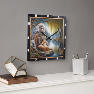 Indische Harmonie: Feuerstein Quadratische Wanduhr