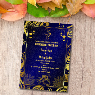 Indische Hindu Verlobungszeremonie goldene Element Einladung