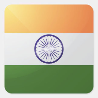 Indische Hochglanzflagge Quadratischer Aufkleber