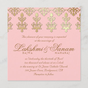 Indische Hochzeit Einladung Damask Gold Baby Pink