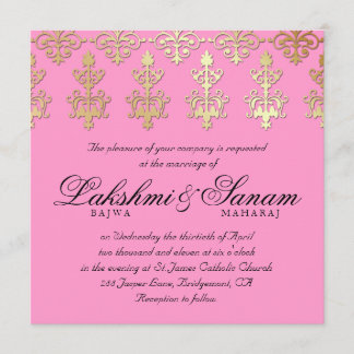 Indische Hochzeit Einladung Damask Gold Frühling R