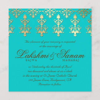 Indische Hochzeit Einladung Damask Gold Herbst Aqu