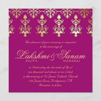 Indische Hochzeit Einladung Damask Gold Herbst Wei