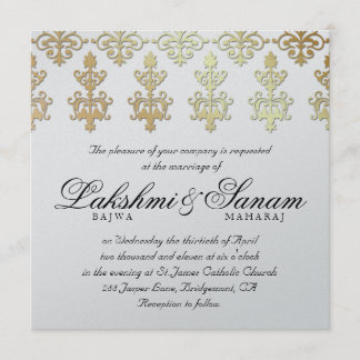 Indische Hochzeit Einladung Damask Gold Silberschw