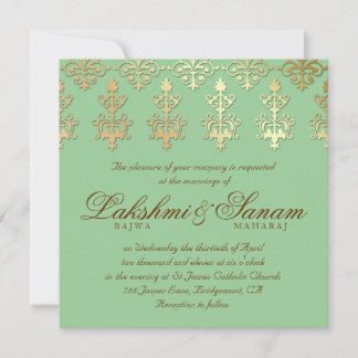 Indische Hochzeit Einladung Damask Gold Spring Gre