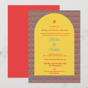 Indische Hochzeit ethnische Luxus Hindu-Einladung Einladung
