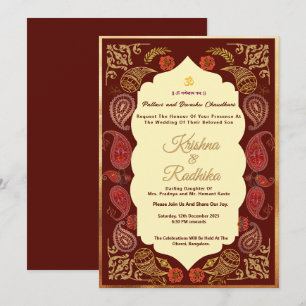 Indische Hochzeit ethnischer Luxus Hindu-Einladung Einladung