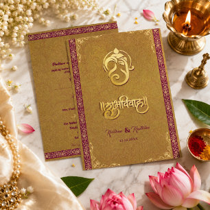 Indische Hochzeit Ganesha Luxus Hindu-Einladung Einladung