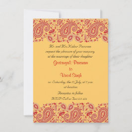 Indische Hochzeit in Rot und Gold Einladung