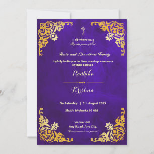 Indische Hochzeit königsblaue hinduistische Einlad Einladung