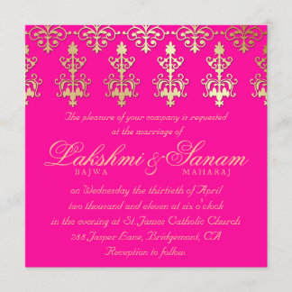 Indische Hochzeit laden Damast-GoldPink ein Einladung