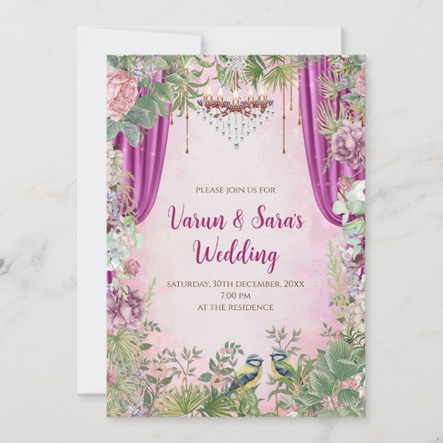 Indische Hochzeit laden Digital Hindu Einladung (Vorderseite)