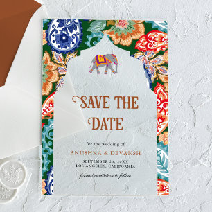 Indische Hochzeit mit Elefanten - Save-the-Date-Ka Acryleinladungen