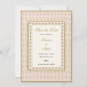 Indische Hochzeit mit rosa Ethnic Floral Frame Einladung