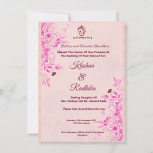 Indische Hochzeit Rosa Ganesha Ankündigung