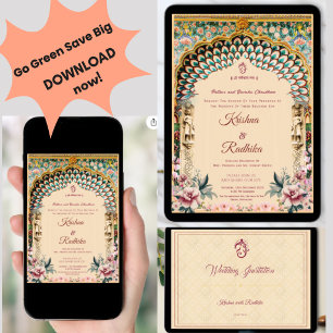 Indische Hochzeit Royal ethnischer Luxus-Einladung Einladung